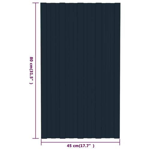 Tagplader 36 stk. 80x45 cm galvaniseret stål antracitgrå