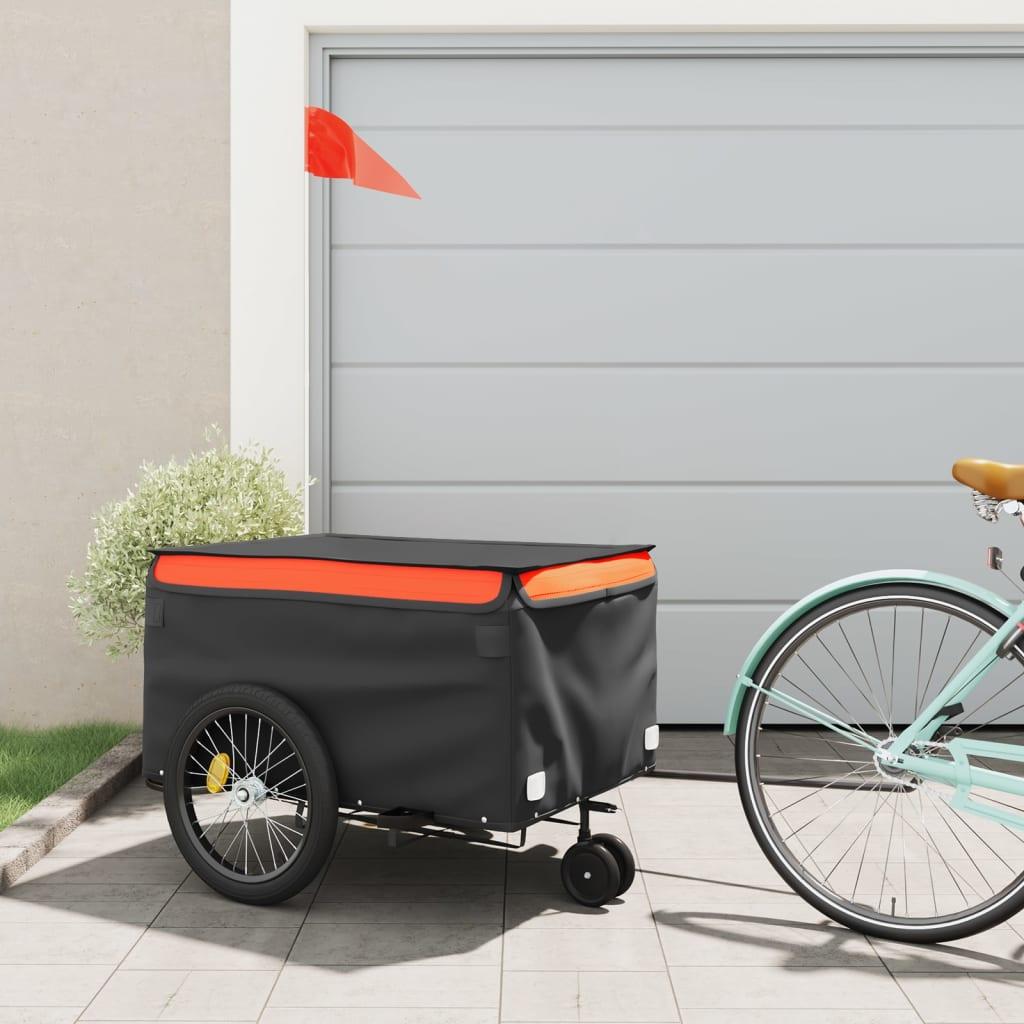 Cykelanhænger 45 kg jern sort og orange