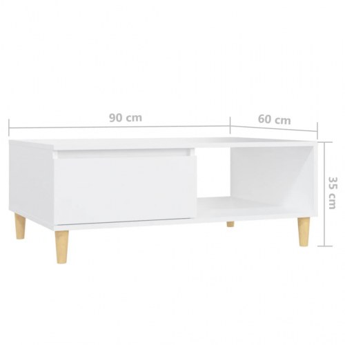 Sofabord 90x60x35 cm konstrueret træ hvid