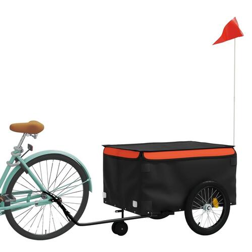 Cykelanhænger 45 kg jern sort og orange