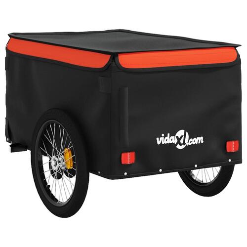 Cykelanhænger 45 kg jern sort og orange
