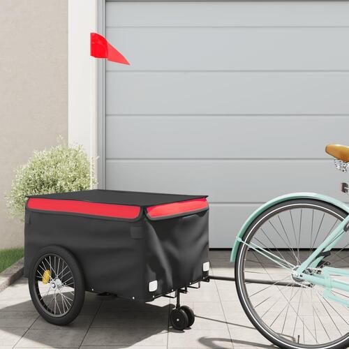 Cykelanhænger 30 kg jern sort og rød