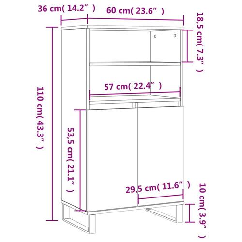 Skab 60x36x110 cm konstrueret træ Sonoma-eg