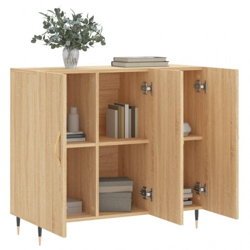 Skænk 90 × 34 × 80 cm i konstrueret træ - røget egetræslook