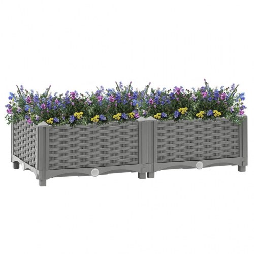 Højbed i polypropylen 80 × 40 × 23 cm - lysegrå