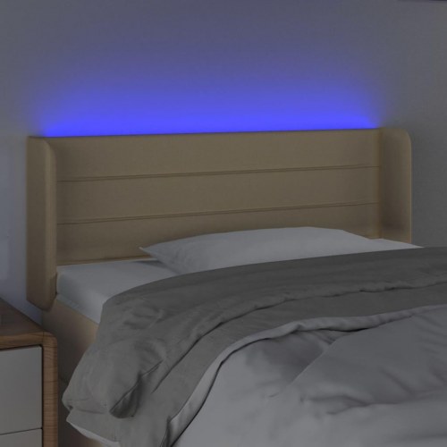 Sengegavl med LED-lys 103 x 16 x 78/88 cm - cremefarvet