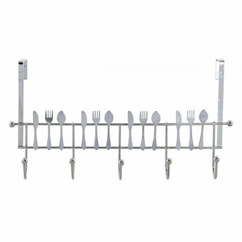 Knagerække til dør - sølvfarvet, metal/plast, 34 × 17 × 9 cm