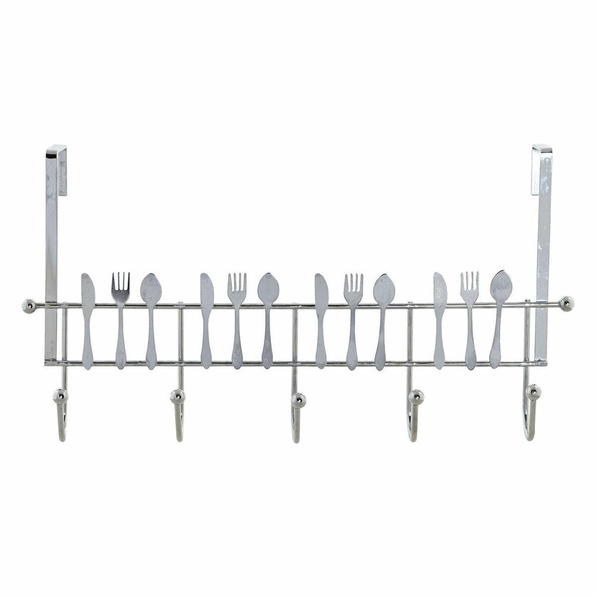Knagerække til dør Sølvfarvet Metal Plastik 34 x 17 x 9 cm