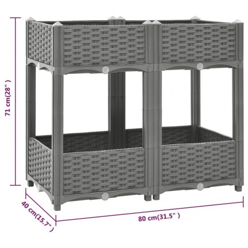 Højbed i polypropylen 80 × 40 × 71 cm - lysegrå