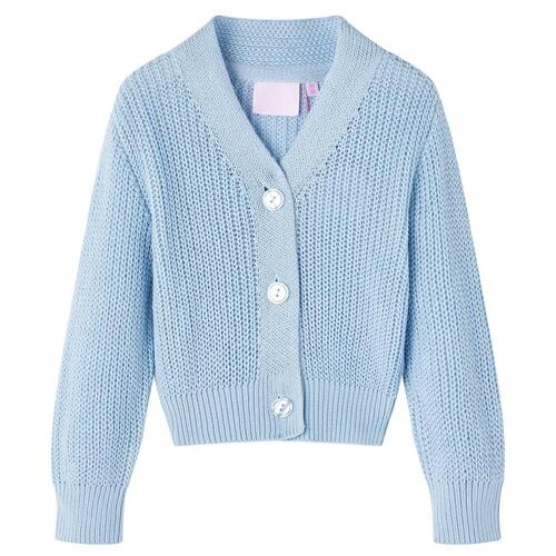 Strikket cardigan til børn str. 92 blå