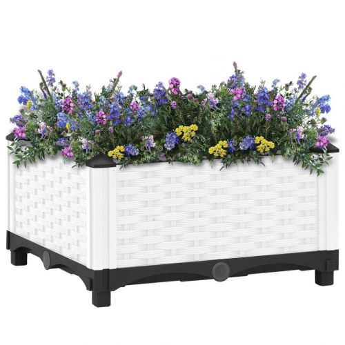 Højbed 40 × 40 × 23 cm - hvid polypropylen med rattanlook
