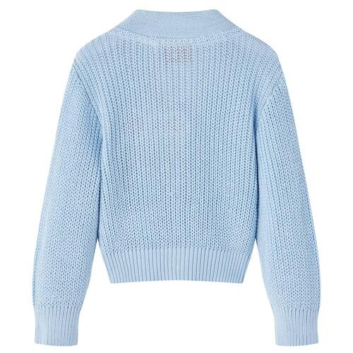 Strikket cardigan til børn str. 92 blå