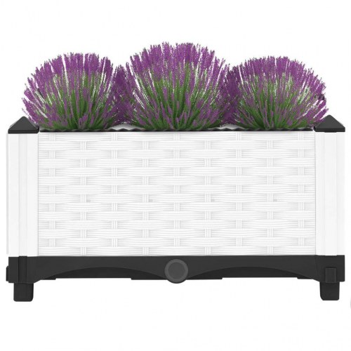 Højbed 40 × 40 × 23 cm - hvid polypropylen med rattanlook