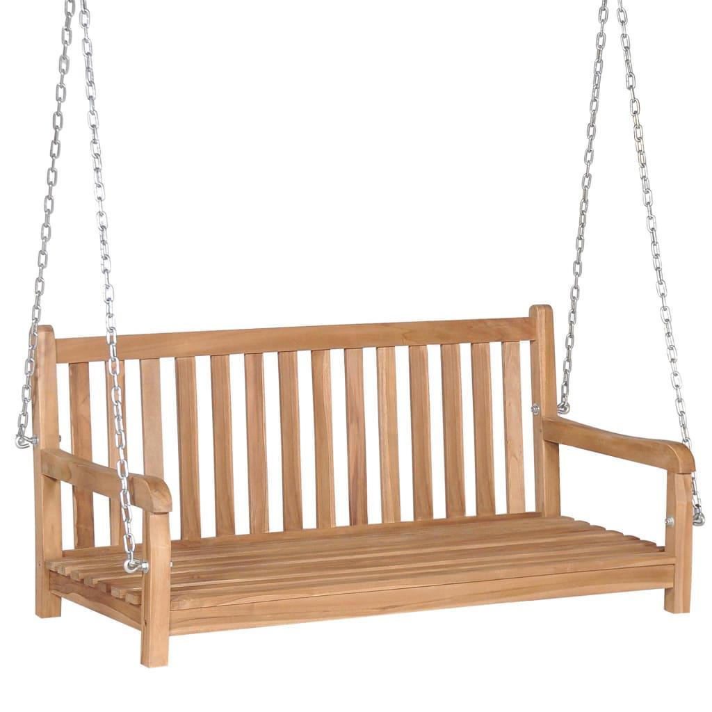 Gyngebænk massivt teaktræ 120 x 60 x 57,5 cm brun