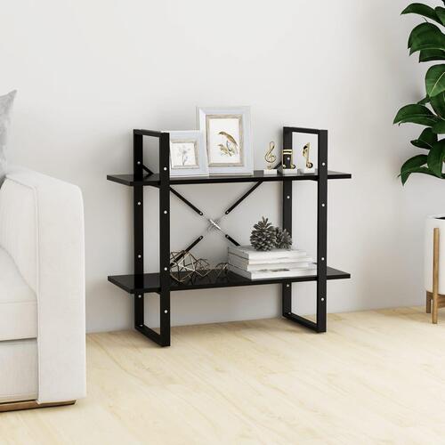 Bogreol med 2 hylder 80x30x70 cm konstrueret træ sort