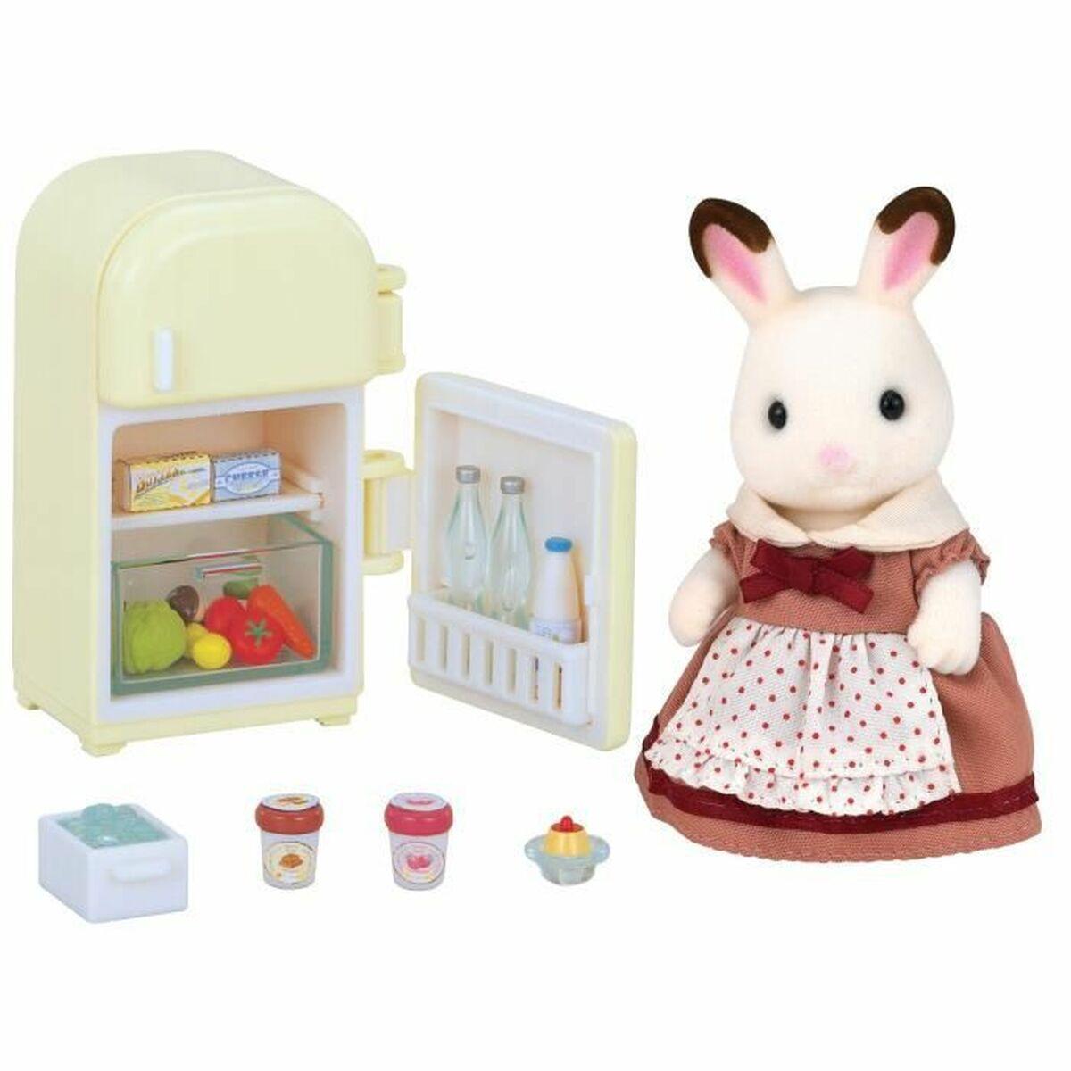 Action Figurer Sylvanian Families Mom Rabbit Chocolate Refrigerator
