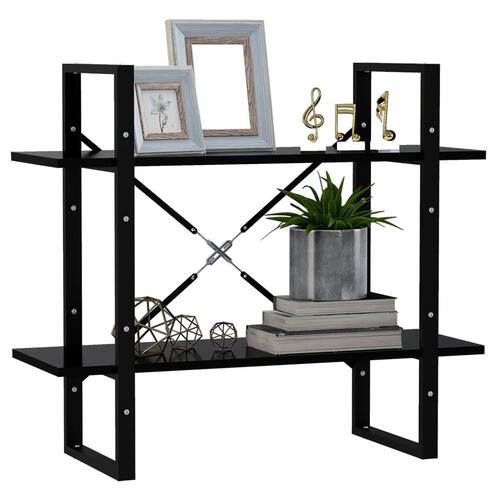 Bogreol med 2 hylder 80x30x70 cm konstrueret træ sort