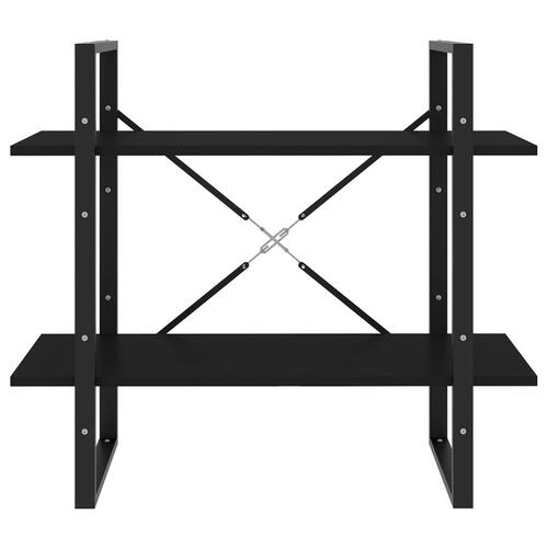 Bogreol med 2 hylder 80x30x70 cm konstrueret træ sort