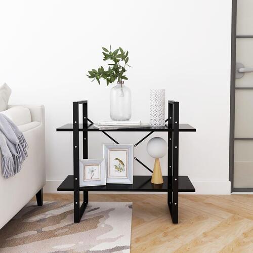 Bogreol med 2 hylder 80x30x70 cm konstrueret træ sort