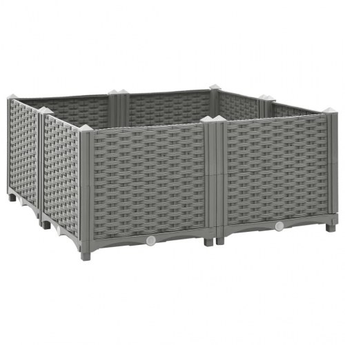 Højbed 80 × 80 × 38 cm - polypropylen, lysegrå rattanlook