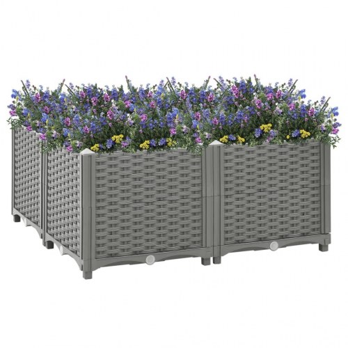Højbed 80 × 80 × 38 cm - polypropylen, lysegrå rattanlook