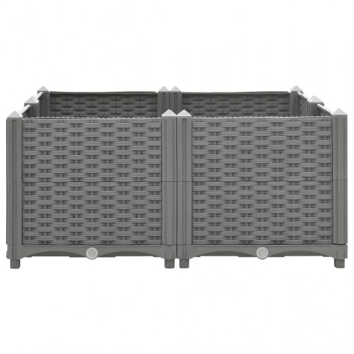 Højbed 80 × 80 × 38 cm - polypropylen, lysegrå rattanlook