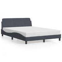 Sengeramme med sengegavl 120x200 cm fløjl mørkegrå