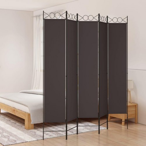 5-panels rumdeler 200x220 cm stof brun