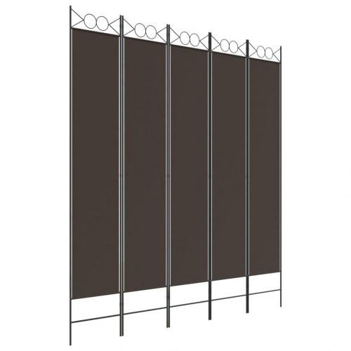 5-panels rumdeler 200x220 cm stof brun
