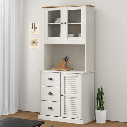 Skænk VIGO 78x40x175 cm massivt fyrretræ hvid
