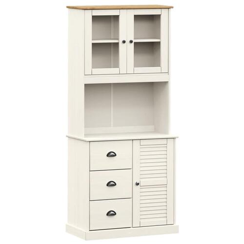Skænk VIGO 78x40x175 cm massivt fyrretræ hvid