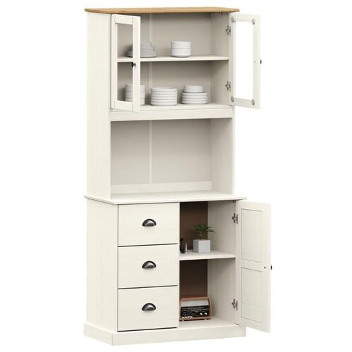 Skænk VIGO 78x40x175 cm massivt fyrretræ hvid