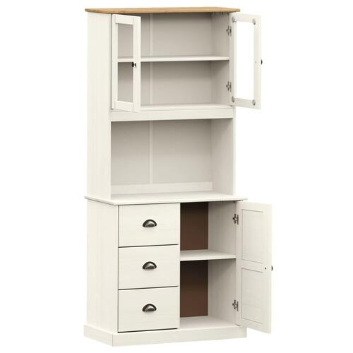 Skænk VIGO 78x40x175 cm massivt fyrretræ hvid