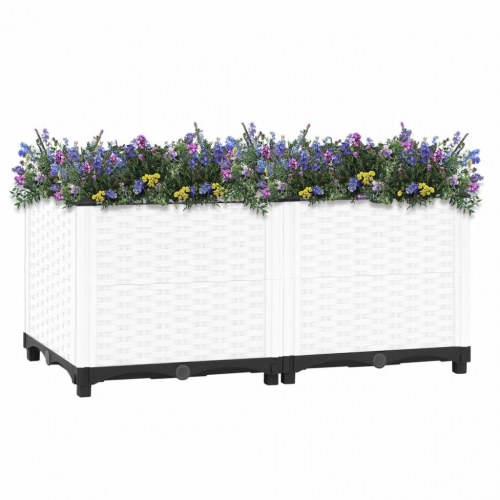 Højbed 80×40×38 cm i polypropylen - hvid rattanlook