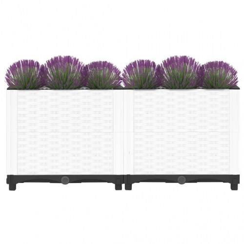 Højbed 80×40×38 cm i polypropylen - hvid rattanlook