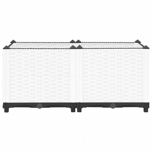 Højbed 80×40×38 cm i polypropylen - hvid rattanlook