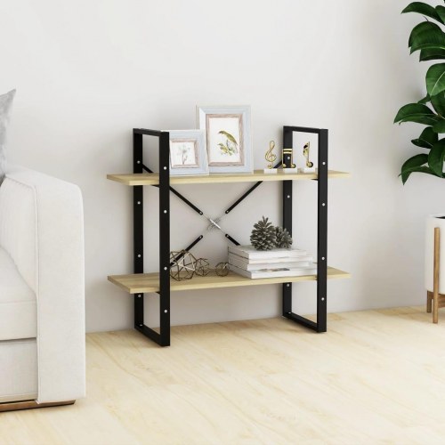 Bogreol med 2 hylder 80 x 30 x 70 cm - sonoma-eg