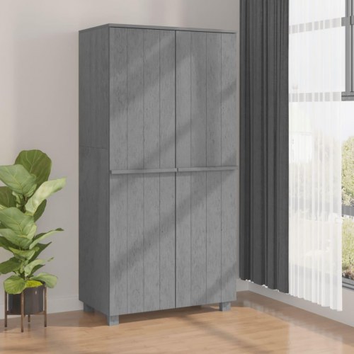 Klædeskab HAMAR 89×50×180 cm - massivt fyrretræ, mørkegrå