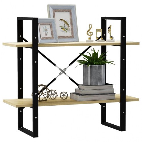 Bogreol med 2 hylder 80 x 30 x 70 cm - sonoma-eg