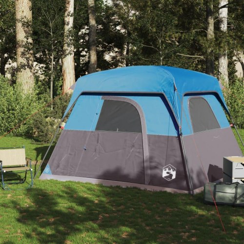 4-personers campingtelt vandafvisende blå