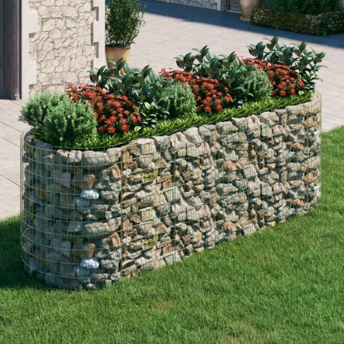 Gabion-højbed 300×100×100 cm - galvaniseret jern, sølvfarvet