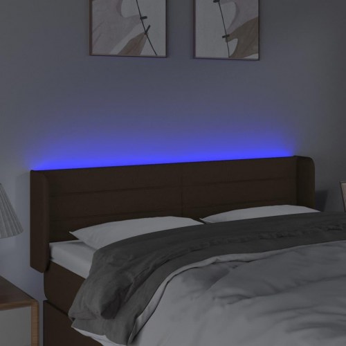 Sengegavl med LED-lys 147 x 16 x 78/88 cm - mørkebrun