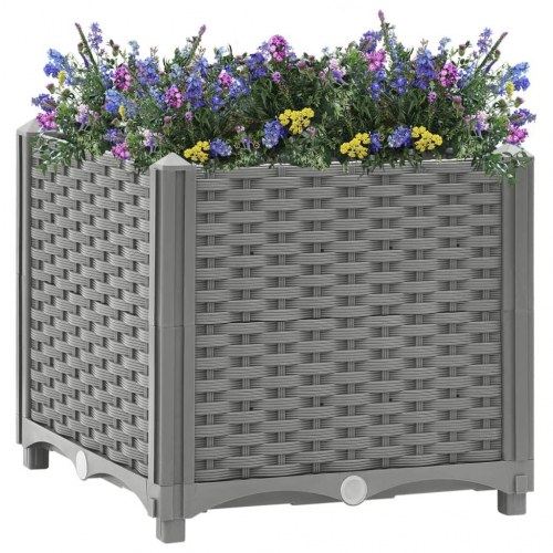 Højbed 40×40×38 cm - plantekasse i polypropylen, lysegrå