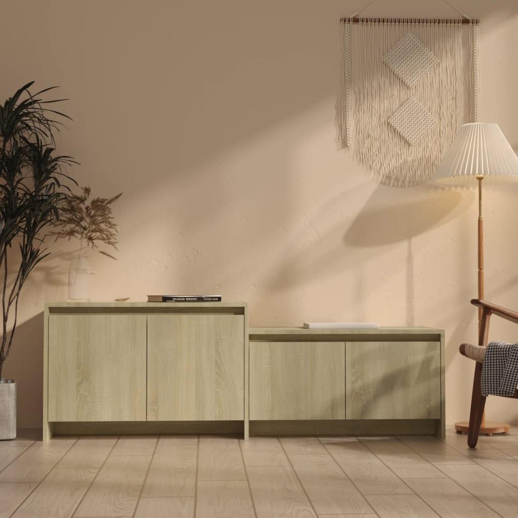 Tv-bord i konstrueret træ - 146,5 × 35 × 50 cm, sonoma-eg