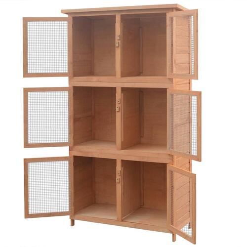 Kaninbur med 6 rum træ