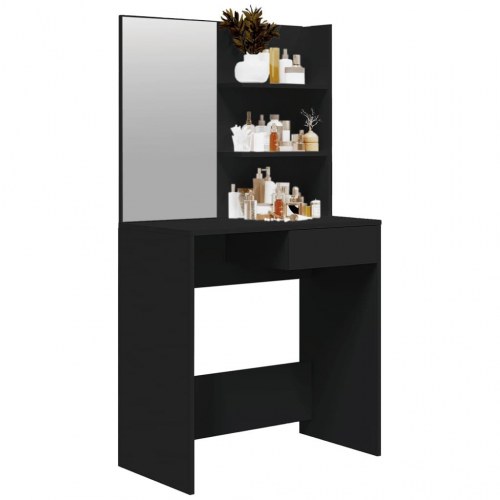 Makeupbord med spejl 74,5×40×141 cm - sort