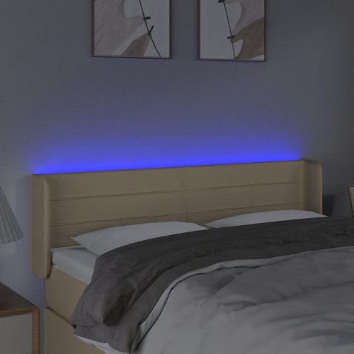 Sengegavl med LED-lys 147 x 16 x 78/88 cm - cremefarvet