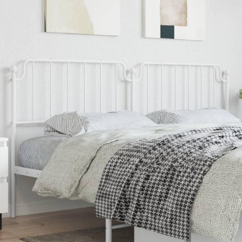 Sengegavl i metal 200 cm - hvid, klassisk design