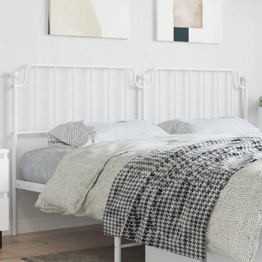 Sengegavl i metal 200 cm - hvid, klassisk design
