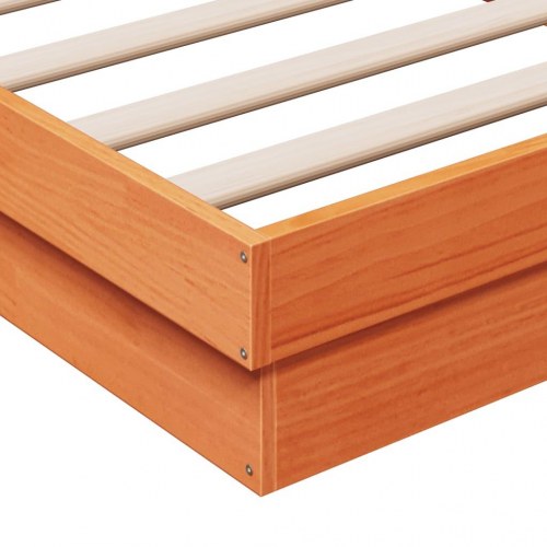 Sengeramme med LED-lys 120×190 cm - massivt fyrretræ, gyldenbrun